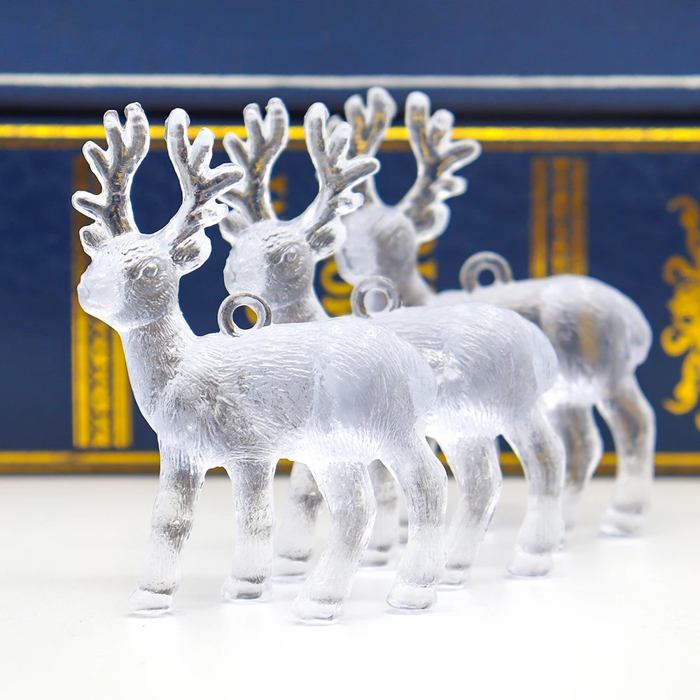 4Pcs Christmas Pendant Mini Deer Garden Home Artificial Model Plastic Crafts Statue Home Decoration Children Toy Decoration Gift