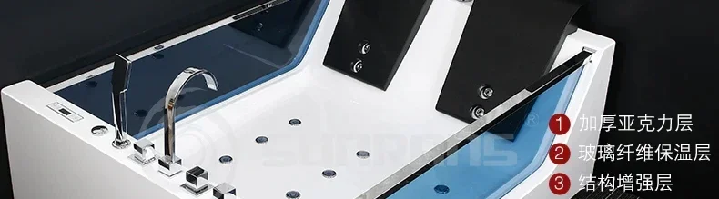1800 мм Badkamer Whirlpool Bad Led Gekleurde L/2019 Indoor Spa Dubbele Mensen Surf Massage 1812