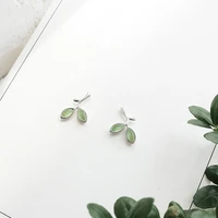 original handmade green leaves buds stud earrings exquisite plant earring for girls women jewelry best gifts wholesale