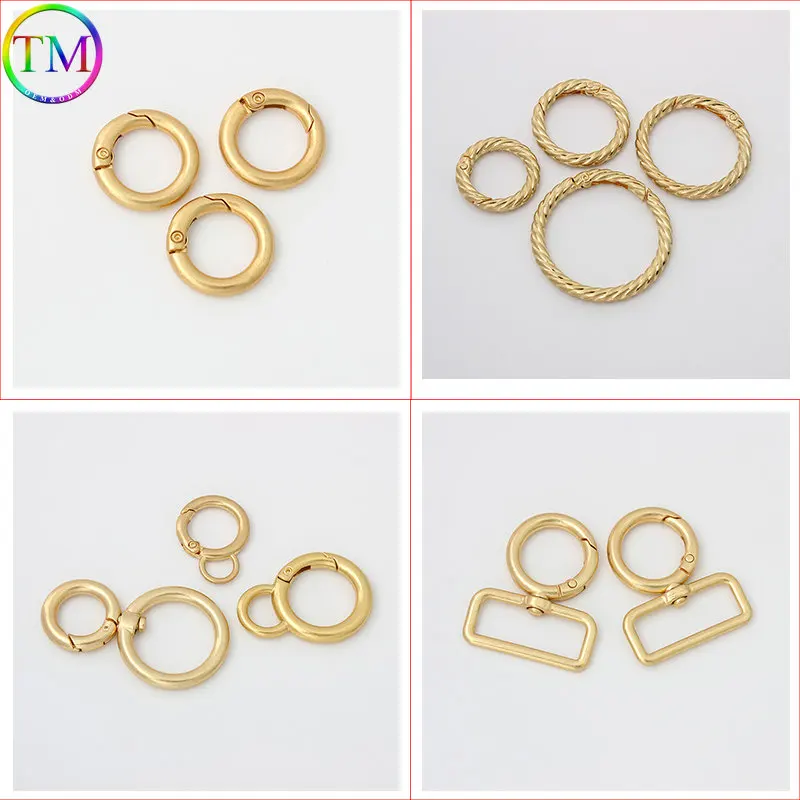 10-50 Pieces Satin Gold Twist Spring O Ring Openable Spring Coil Bamboo Metal O Ring Connection Buckles Diy Hardware Accessories