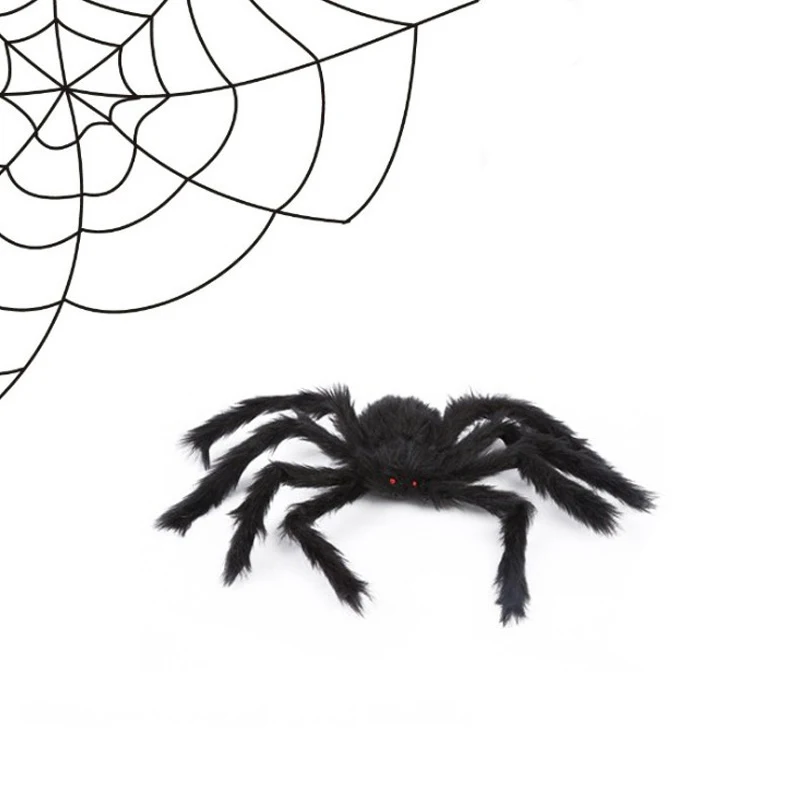 75cm Artificial Spider Halloween Decorations Super Big Plush Spider With Red Eyes Scary Party Scene Decor Horror House Props