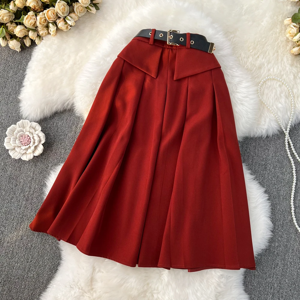 

Autumn and Winter New Korean Version of the Corduroy Skirt, Mid-length, Over-the-knee, High-waist, Slim and Large Swing Umbrella