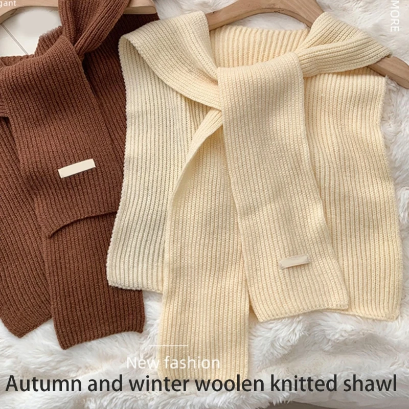 Женский модный свитер вязаная шаль шарф с завязками спереди сплошной цвет