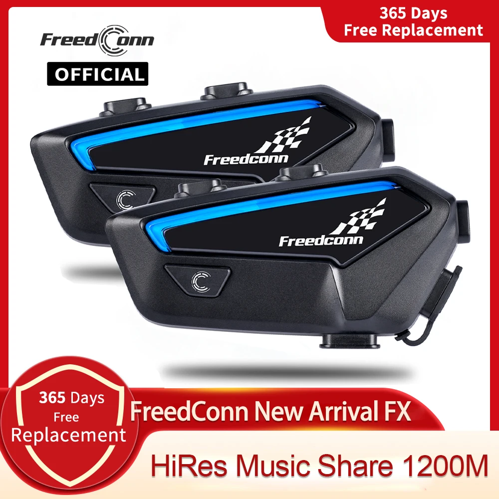 

Гарнитура для шлема Freedconn FX, Bluetooth 5,0, переговорное устройство для мотоциклов, для нескольких водителей, FM-радио, коммуникатор для двигателя