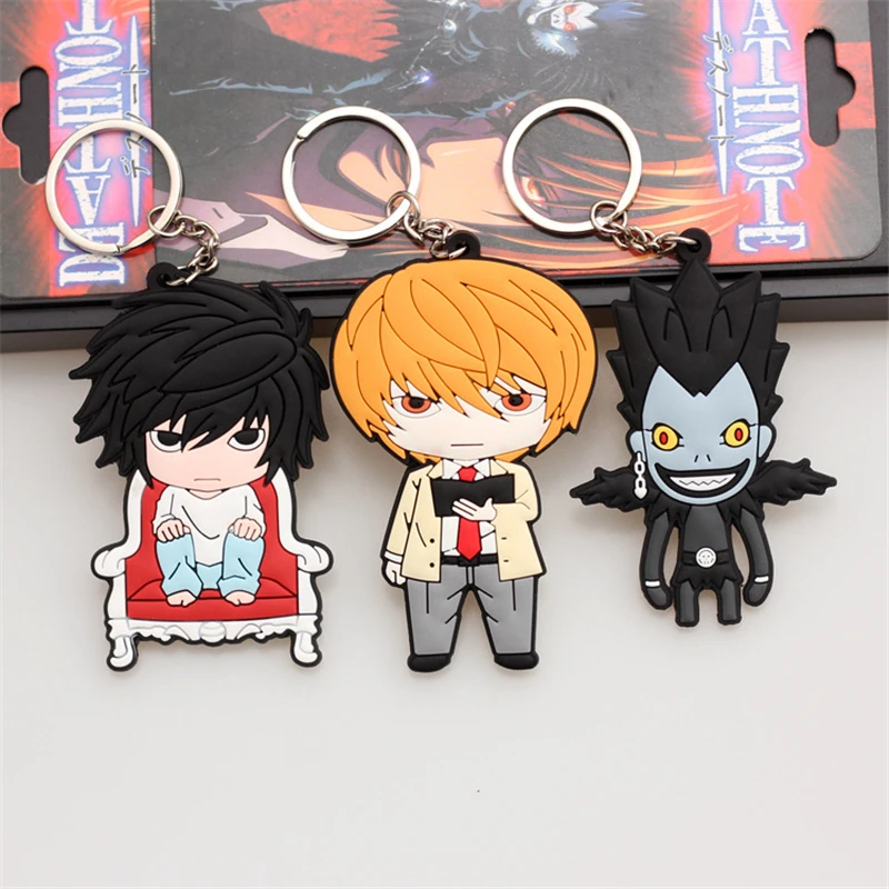 Anime DEATH NOTE Yagami Light L Lawliet Ryuk Cosplay Soft PVC Keychains Accessories Xmas Gifts