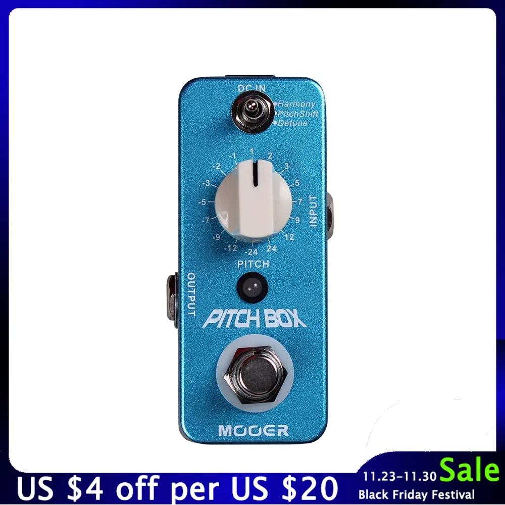 

MOOER Pitch Box Guitar Effects Pedal Transpose 3 Effect Modes Harmony Pitch Shift Detune Full Metal Shell Pedal True Bypass