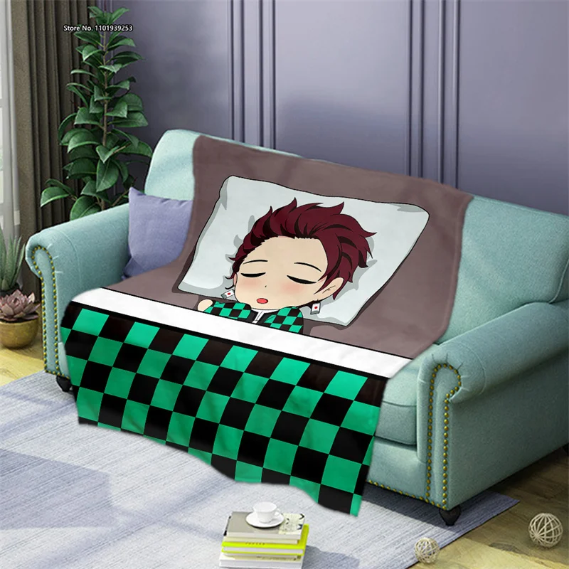 

New Demon Slayer Animation Character Blankets 3D Digital Printed Flannel Lamb Nap Blanket Air Conditioner Blanket