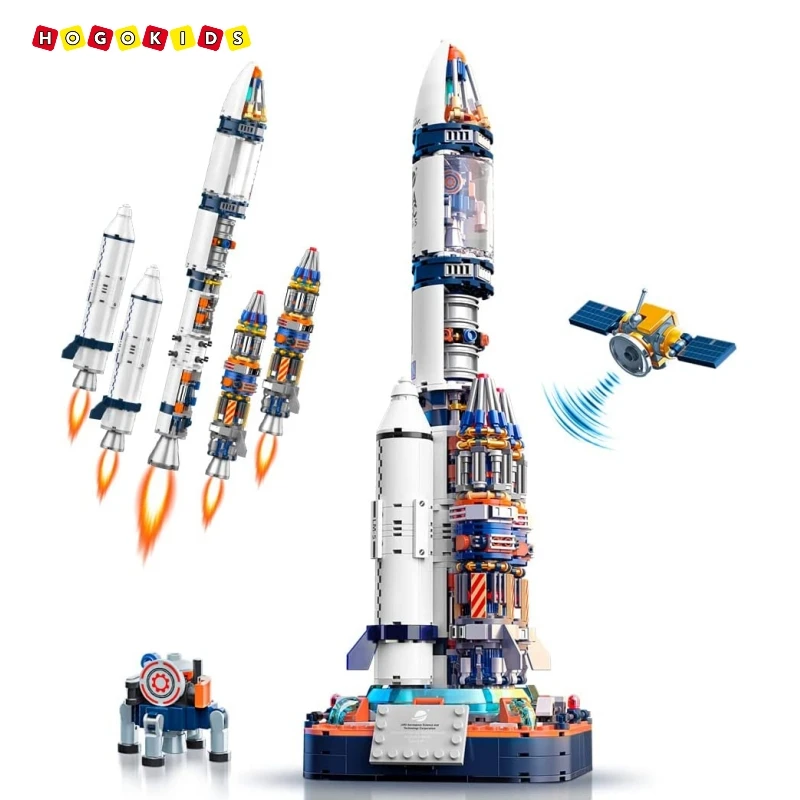 

HOGOKIDS City Astronaut Airplane Building Blocks Aerospace Space Exploration Universe Figures Bricks Toys for Kids Gift