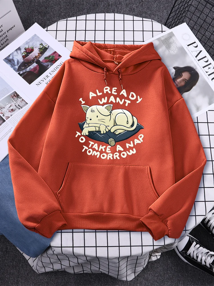 

I Already Want To Take A Nap Tomorrow Kawaii Print Female Hoody Casual Clothes Street Funny Pullover Autumn Fleece Woman Hoodies