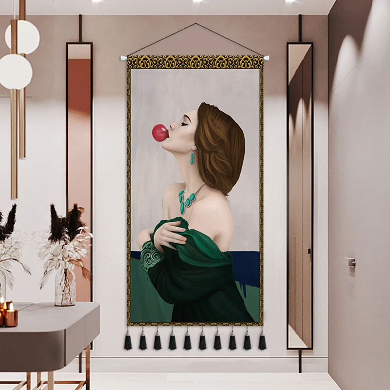

European Beautiful Female Figures Porch Tapestry Decorative Painting Picuter Corridor Mural Art Cloth Wall Hanging Painting
