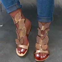 2022 summer women flat sandals premium open toe butterfly sandals vintage anti slip crystal casual womens gladiator sandalias