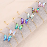 2022 new women crystal butterfly dangle bracelets for girls colorful butterfly gold color chain bracelet gift travelling jewelry
