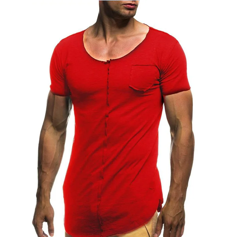 

B2074-Summer new men's T-shirts solid color slim trend casual short-sleeved fashion