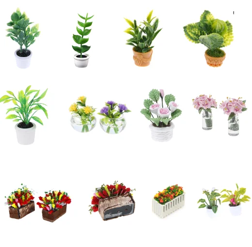 

Миниатюрный зеленый кукольный домик, мини-дерево в горшке для зеленых растений, кукольный домик, мебель, домашний декор, имитация горшечных растений, 1/12