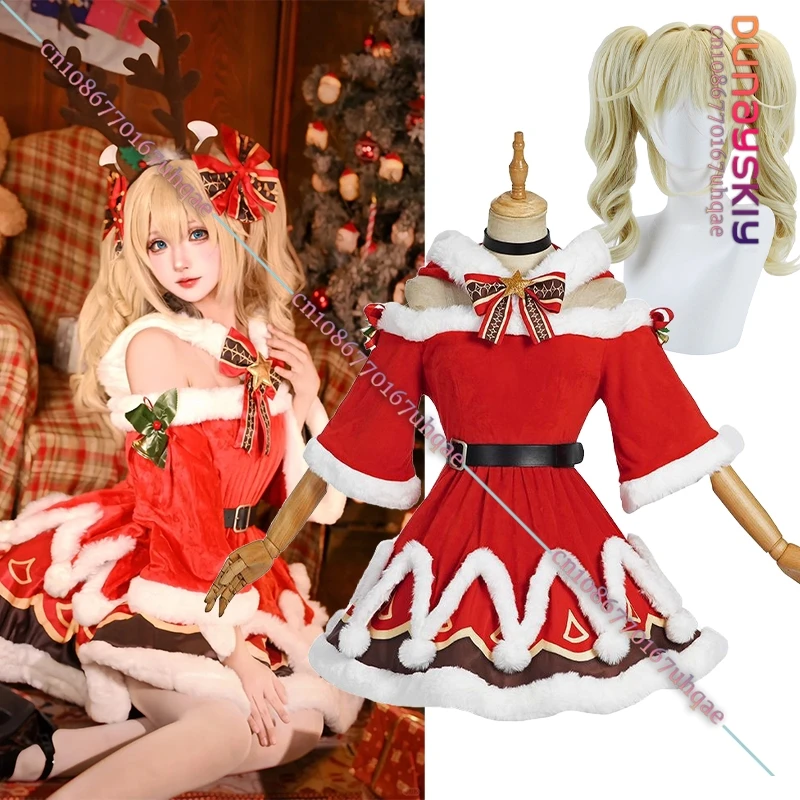 Барбара Gunnhildr Косплей Рождественский костюм Аниме Игра Genshin Impact Одежда