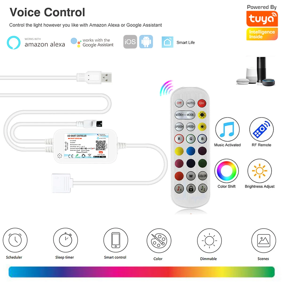 Светодиодная лента Tuya с поддержкой Wi-Fi USB 5050 RGB 5 В 1-4 м | Освещение