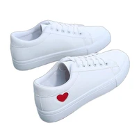 pu leather breathable ladies sneakers white cute heart flats woman casual shoes 2022 autumn shoes fashion new
