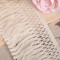 10yardlot 10cm wide cotton thread beige white lace tassel fringed dress clothes ribbon diy curtain accessories lace trimming