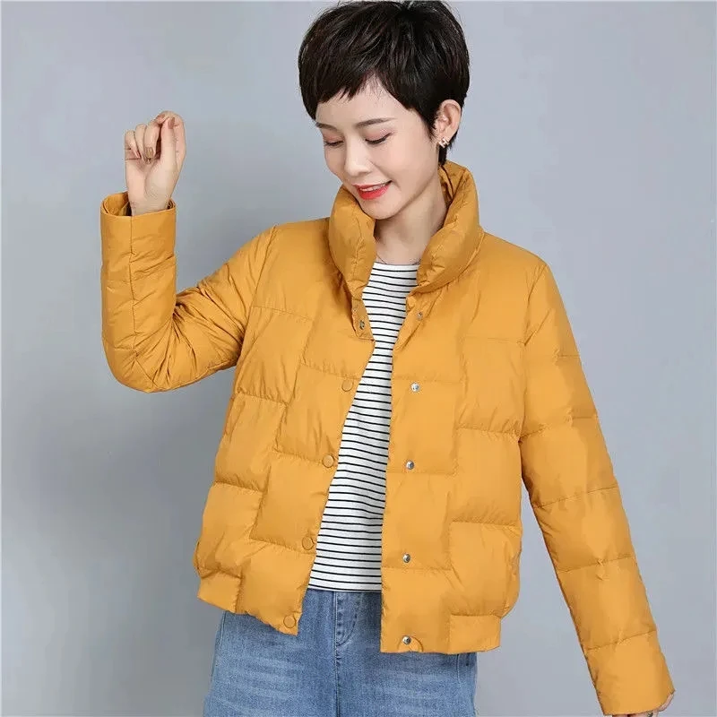 Down Cotton Jacket Women Clothing Short Fashion Lightweight Winter Padded Coat Female 2022 New Large Size Single Breasted Parkas