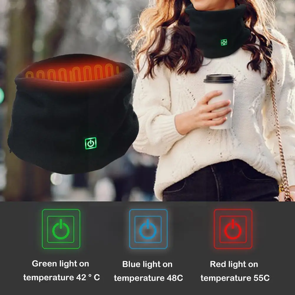 

3 скорости нагреваемый шейный ободок зимний уличный теплый шейный ободок флисовый вязаный согревающий шейный обогреватель для мужчин и женщин для холодного зимнего катания на лыжах Cyc S5L1
