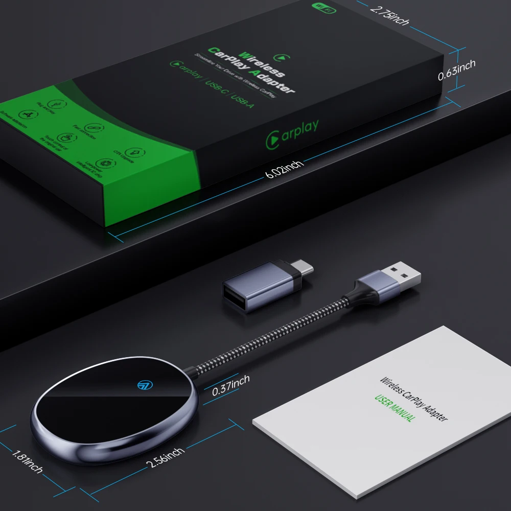 Беспроводной адаптер CarPlay USB Plug & Play: преобразует проводную систему в беспроводную, совместим со всеми автомобилями (art.: 3920dc14a972b) - 3920dc14a972b
