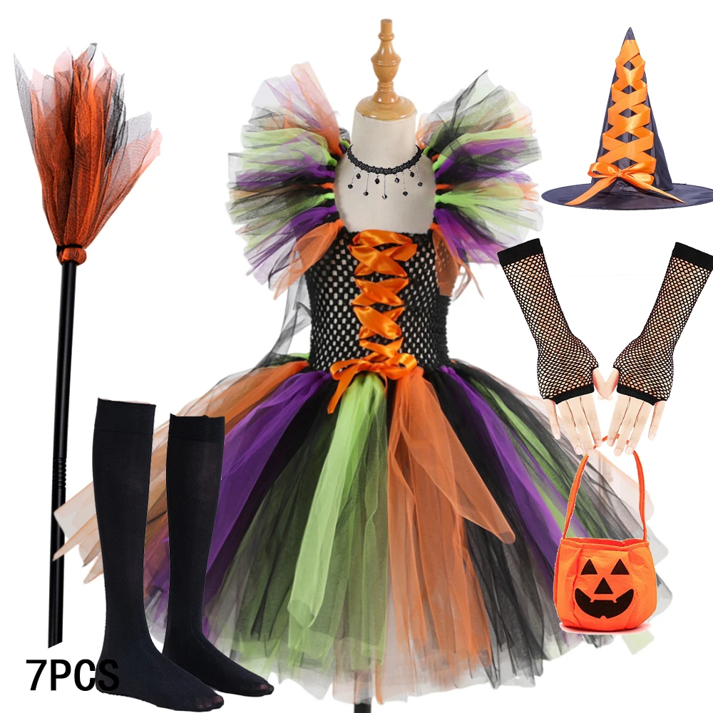 2024 платье для Хэллоуина девочек платье-пачка ведьмага волшебная Пышная юбка