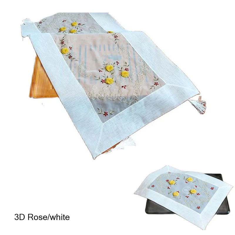 Горячая Распродажа кружевная нитка 3D вышивка розы коврик для стола