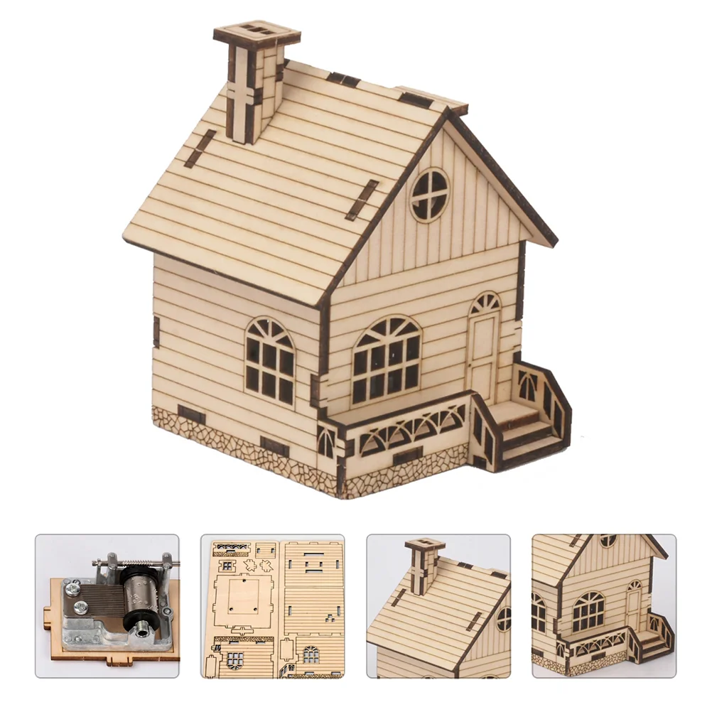 

Box Christmas Wooden Diy House Model Crafts Kids Kit Decoration Village Materials Tool Decorative Assemblyartsornament Holiday