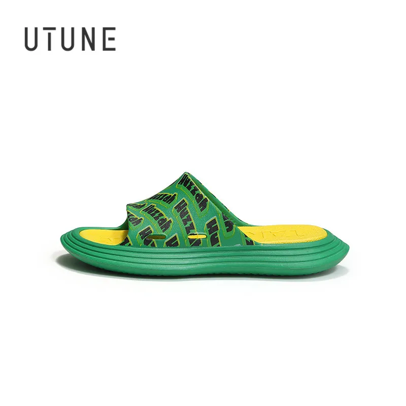 

UTUNE Huzzah Сандалии Шлепанцы Для Женщин Мужчин Тапочки Уличная Летняя Обувь EVA Резиновые Толстые Подушки Нескользящие Сандалии С Принтом Пара