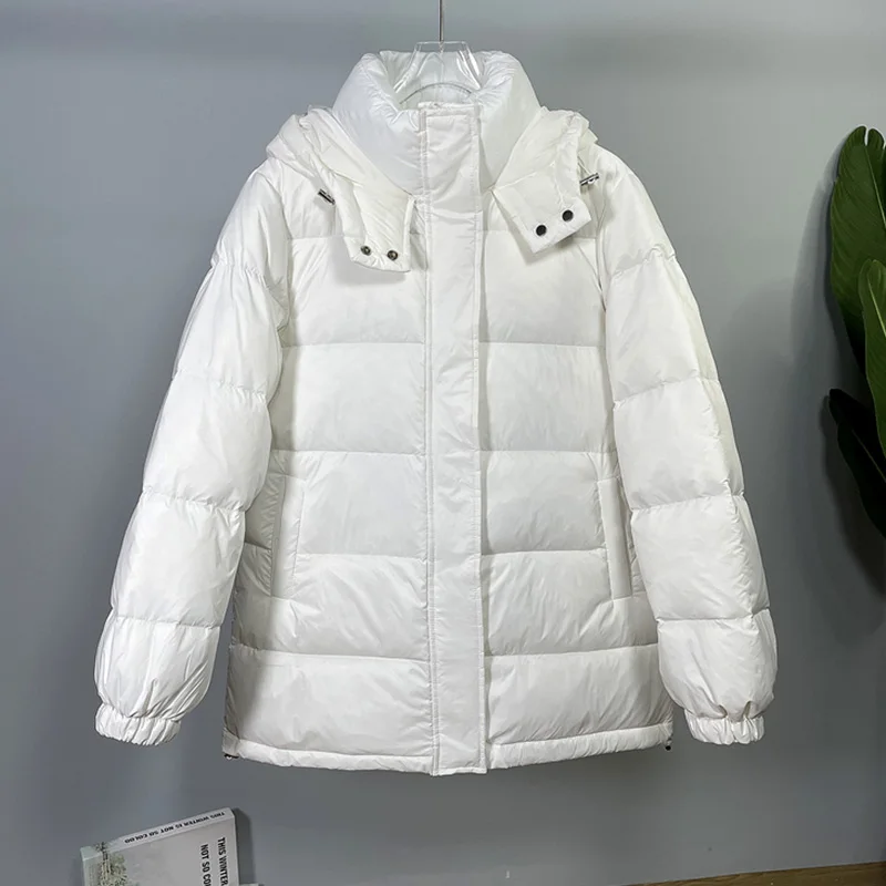 2022 New Down Jacket Women's Hooded Korean Version Loose Fashion Bread Clothes All-Match Thick White Duck Down Warm Coats Female