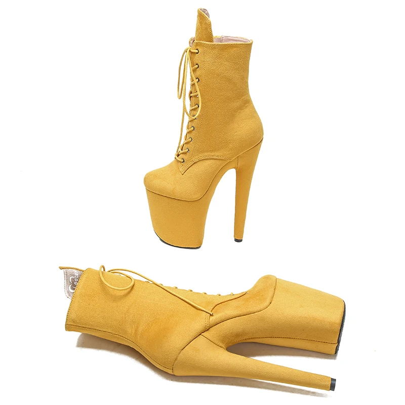 Leecabe  20CM/8inches Suede Upper Pole dancing shoes High Heel platform Boots closed toe Pole Dance booties