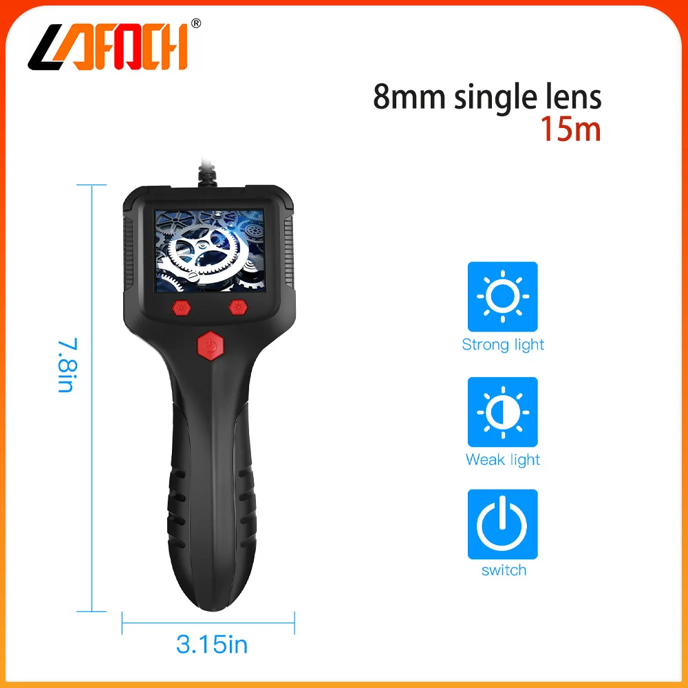 

15 м портативный промышленный эндоскоп с 2,4 дюймовым IPS экраном эндоскоп камера для авторемонта кондиционера осмотр 6 светодиодов