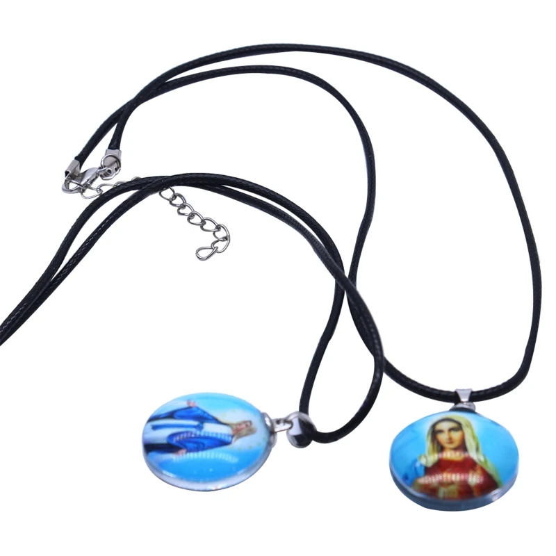 

41XF Fashion Our Lady of Guadalupe Necklace Holy Mother Religious Catholic Pendant Holy Father Necklace Holy Mother of God