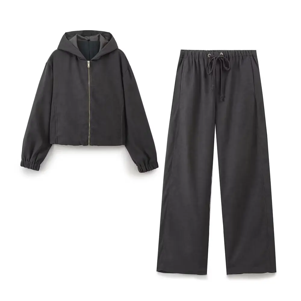 PB&ampZA Женская осенняя новинка 2024 модная куртка-бомбер с капюшоном пальто широкие