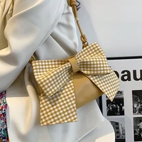 women contrast bowknot ampit shoulder bag 2022 sping summer new fashion luxury brand designer black yellow color handbags
