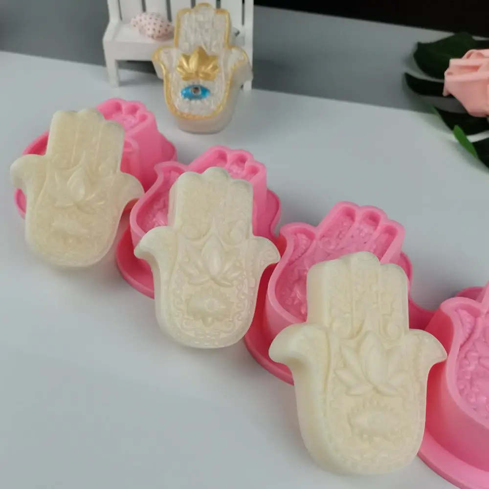 

Silicone Mold Cake Decoration Diy Hand Of Fatima 3d For Chocolate Candy Jelly Muffin Cake Mousse Mold 4 Holes Clay Mold