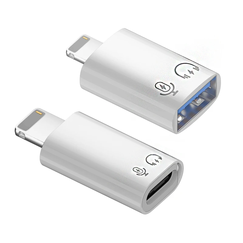 Type-C/USB-A to light-ning Converter For Audio Transmission Support for recording Charging Plug Adapter For Mobile Phone