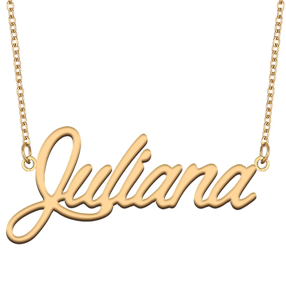

Juliana Name Necklace for Women Stainless Steel Jewelry Gold Color Nameplate Pendant Collares Para Mujer Letters Choker