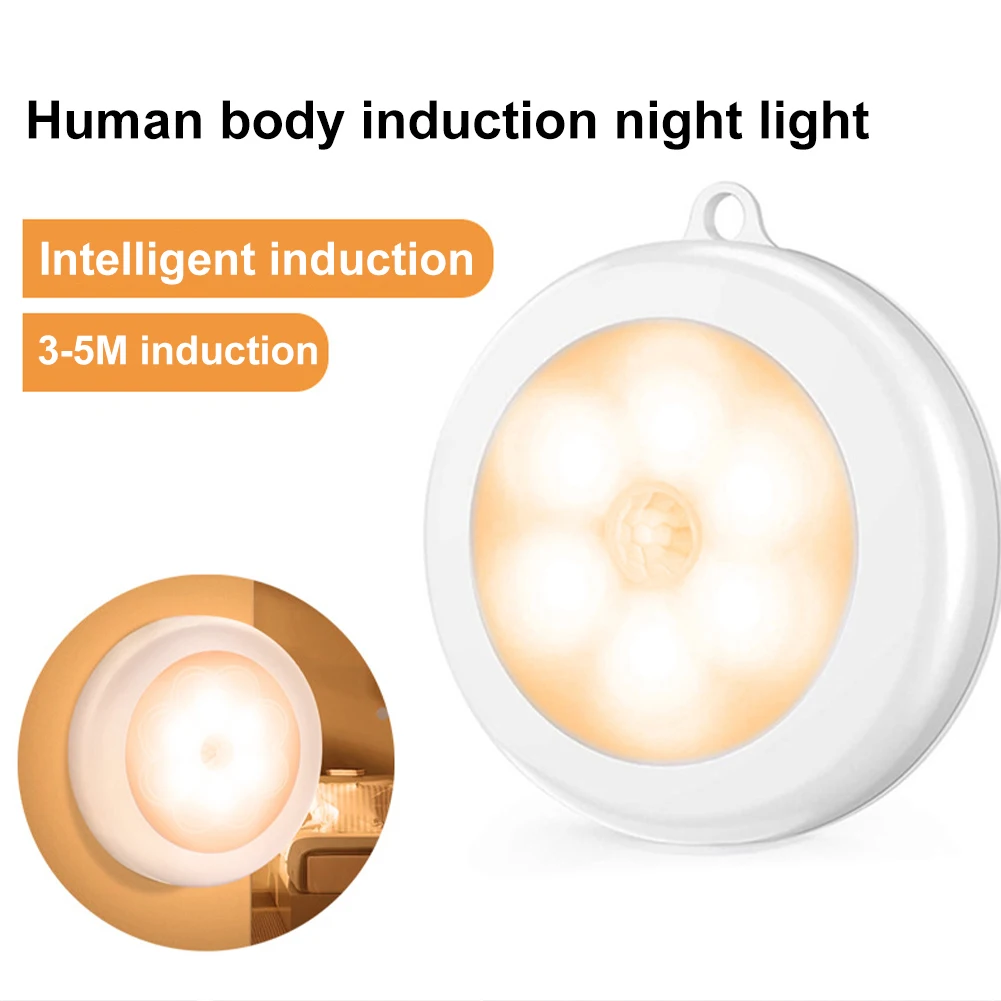 

Wireless Round Motion Sensor LED Night Light Battery Powered Cabinet Night Lamp Bedside Lights For Bedroom Home Closet Lighting
