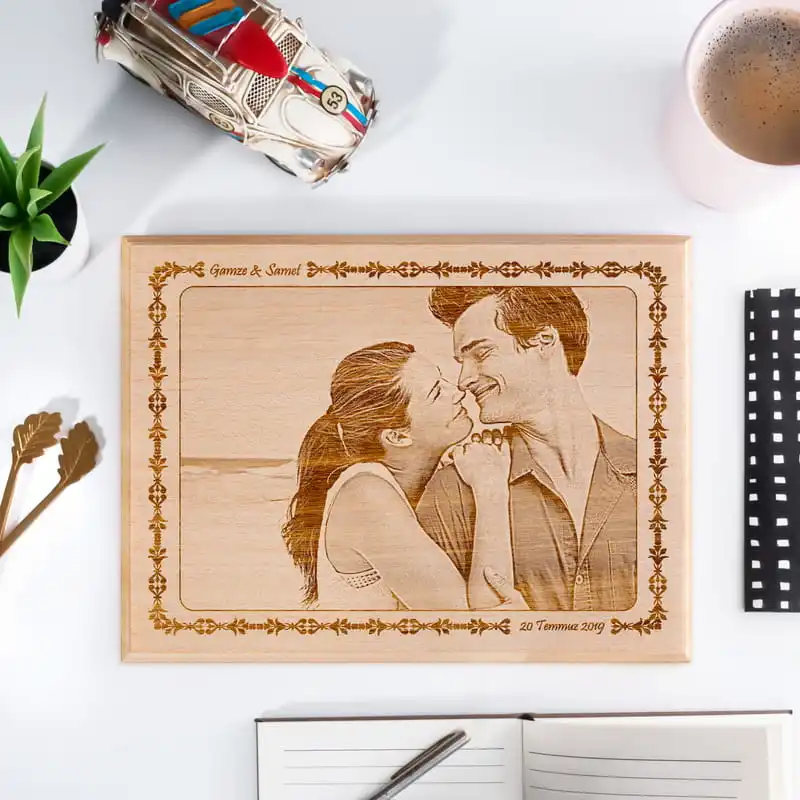 Custom Wooden Anniversary Gift Mini Wooden Photo Personalized Photo frame Present for Girlfriend enlarge
