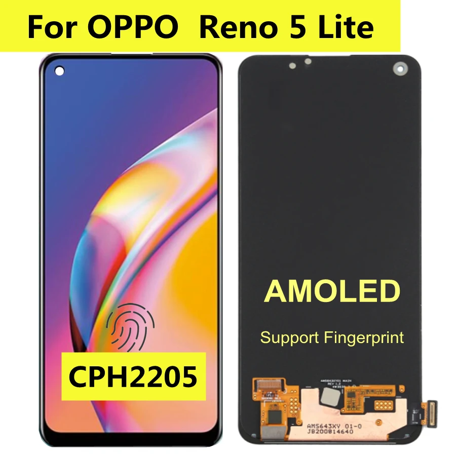 

6.43" AMOLED For Oppo Reno 5 Lite LCD Display Touch Screen Digitizer Assembly for OPPO Reno5 Lite CPH2205 LCD Replacement