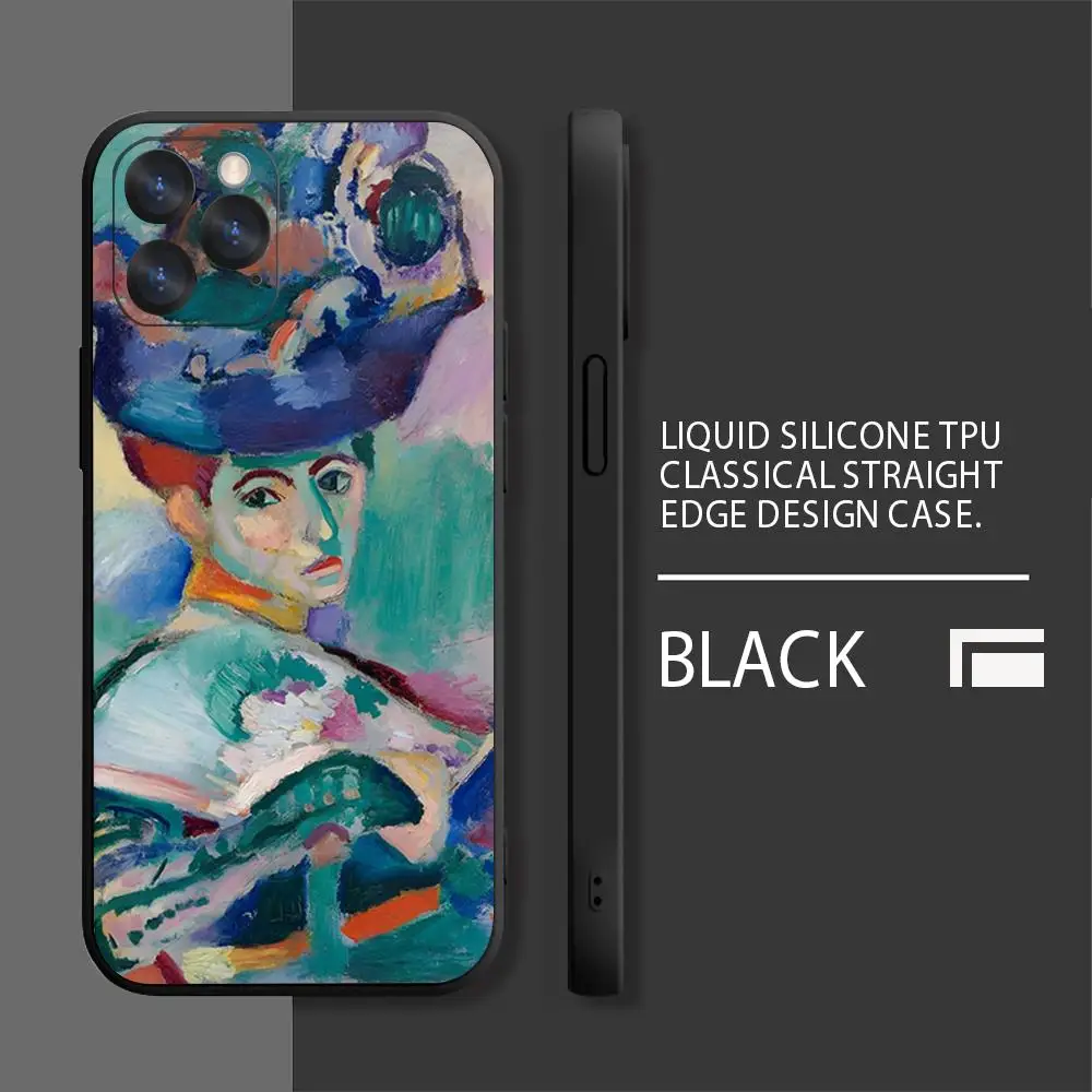 Чехол для телефона Henri Matisse Art MINISO черный TGU Iphone 16 Pro Max 15 14 13 Mini 11 12 Xr X Xs 7 8 Plus чехол Samsun