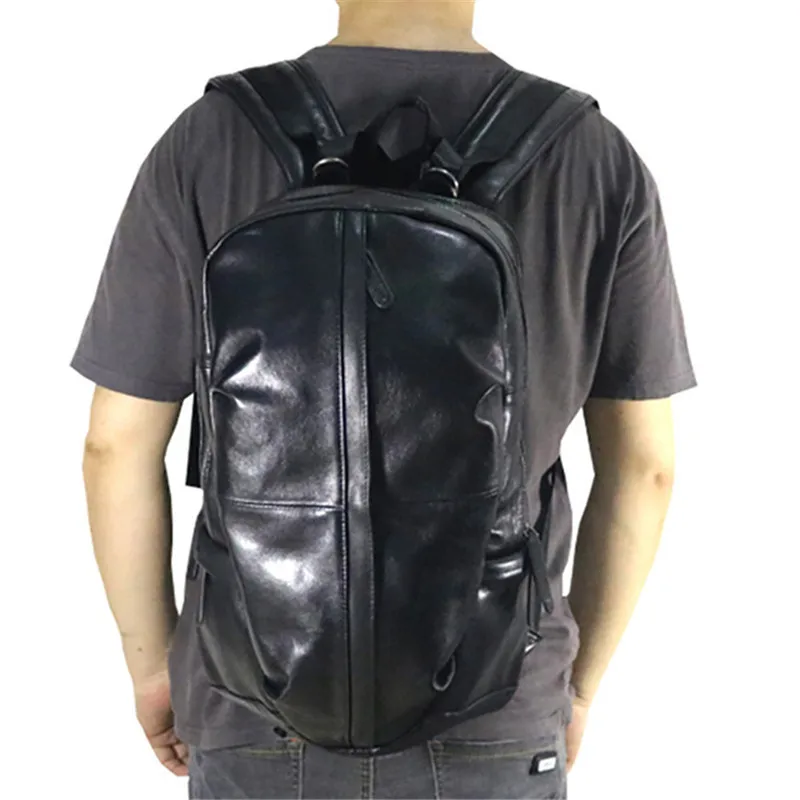 Retro desig natural real leather men backpack sports and leisure hot-selling school bag shell-shaped large-capacity travel bag