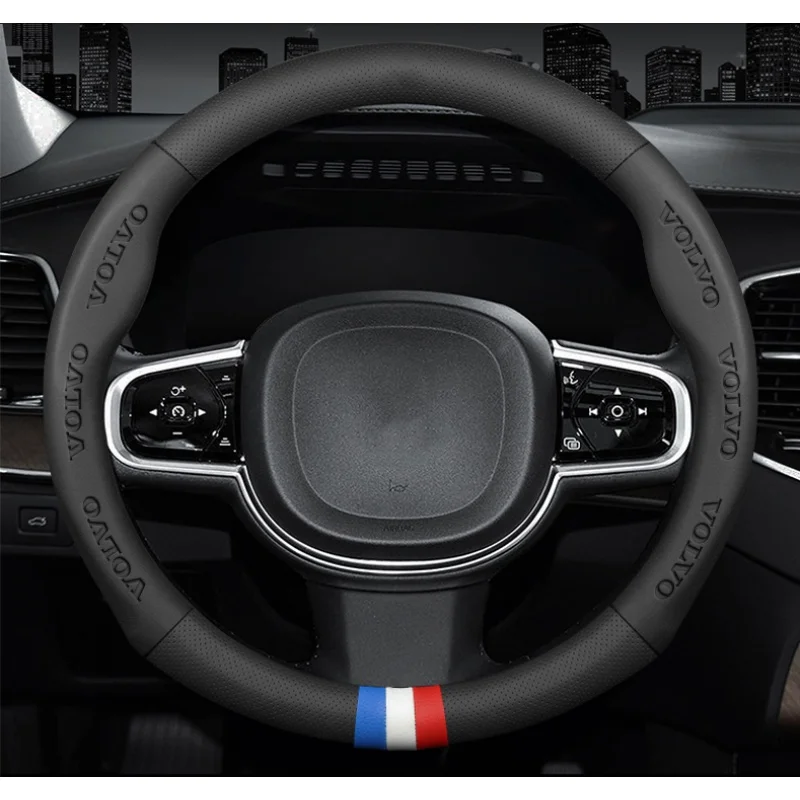 

Car 3D Embossing Logo Breathable Steering Wheel Cover For Volvo V40 V60 V70 V80 V90 S40 S60 S80 S90 XC60 XC40 XC90 T4 T5 AWD C40