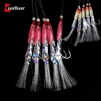 lionriver 2bags sabiki rigs saltwater artificial soft fishing lures luminous sea bait tackle string barbed hooks tinsel lures