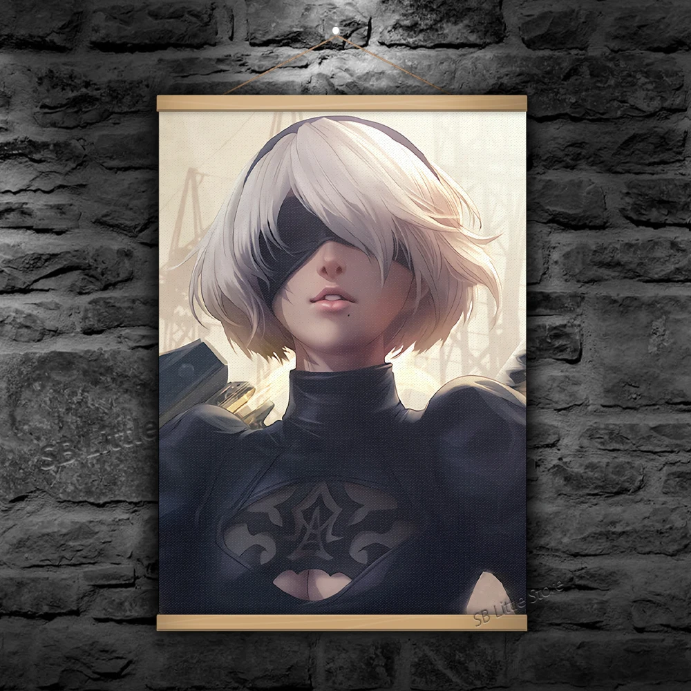 2B NieR: Automata Anime Girls Game Animation Hanging Scrolls Painting Poster Illustration Tapestry Design Creativity Wall