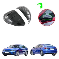 abs chrom silver imitate carbon black body kits exterior accessories side door mirror cover rear view frame for honda civic 2022