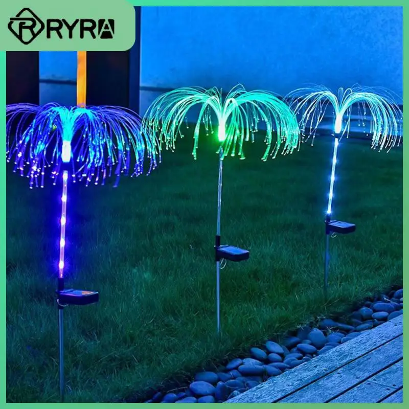 7 Colors/warm Lights Garden Buildings Lighting Fiber Optic Jellyfish Waterproof Solar Garden Lights Led Decorative Plastic