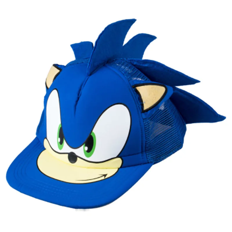 Sonic hat 2022 Brand Four Seasons Blue Stereo New Sonic Hat Cool Boys Girls Hats Children's Baseball Caps 48-54CM Hot Sale shade