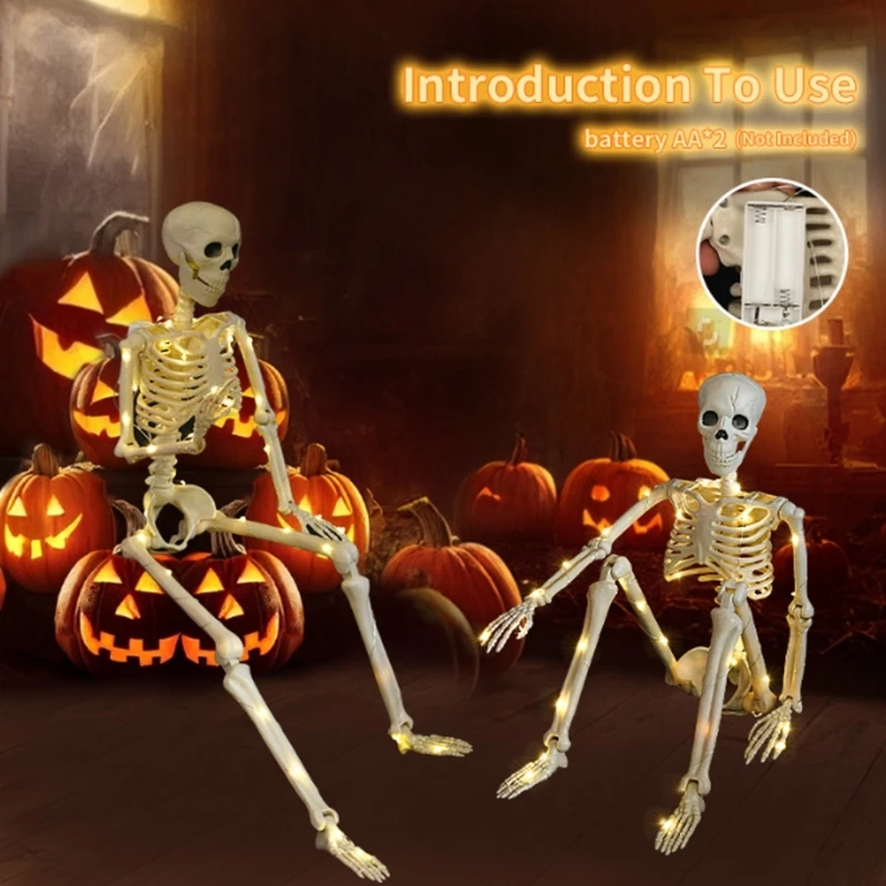 2024 Новое реалистичное украшение из костей скелета кладбища со светящимся